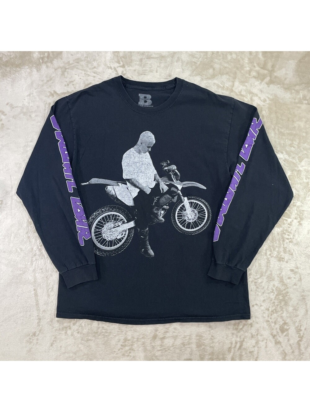 Justin Bieber Team Bieber 2017 Stadium Tour Long Sleeve Tee Motorcycle Mens SLD